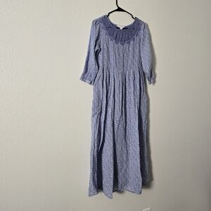 Light Purple Floral Maxi Dress with Lace Yoke Sz XXS